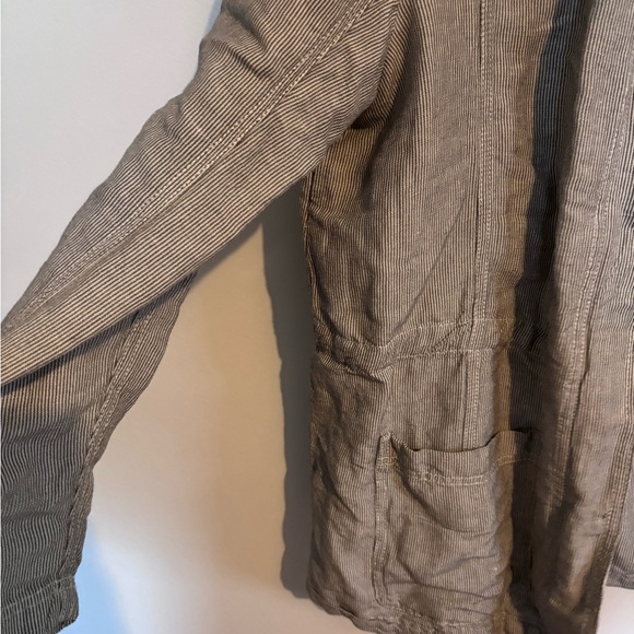 Caslon striped utility linen jacket with zipper and pockets, size XL - Picture 6 of 6